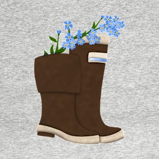 Paper Forget Me Not Rain Boots T-Shirt